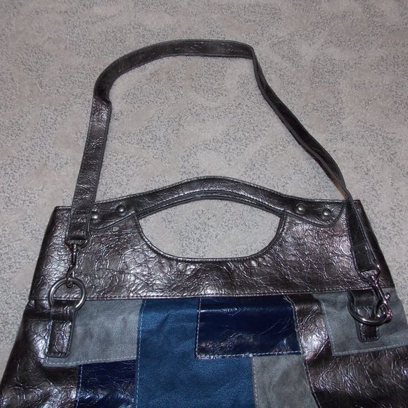 Suede & Faux Leather Patchwork Purse - Picture 4 of 8